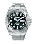 Lorus Men's Analogue Automatic Watch with Stainless Steel Strap, Silver/Black, Silver/Black, Standard Size, Classic