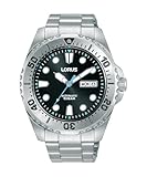Lorus Herren Analog Automatik Uhr mit Edelstahl Armband,Silber/Schwarz