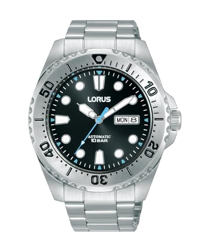 Lorus Reloj Analógico Automático para Hombre con Pulsera de Acero Inoxidable, Plata/Negro Lorus Reloj Analógico Automático para Hombre con Pulsera de Acero Inoxidable, Plata/Negro