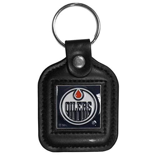 NHL Siskiyou Sports Fan Shop Edmonton Oilers Square Leather Key Chain One Size Black