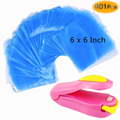 Kuqqi 400 pcs 6 x 6 inch Shrink Wrap Bags, Bonus Mini Heat