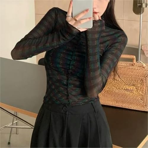 Camisetas de verano con parches y manga larga de malla para mujer que buscan frescura y estilo 5