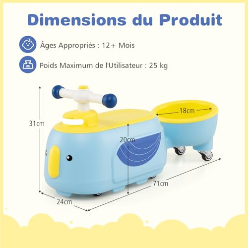 Porteur enfant 12 mois et plus avec remorque, cadeau bébé idéal - 5