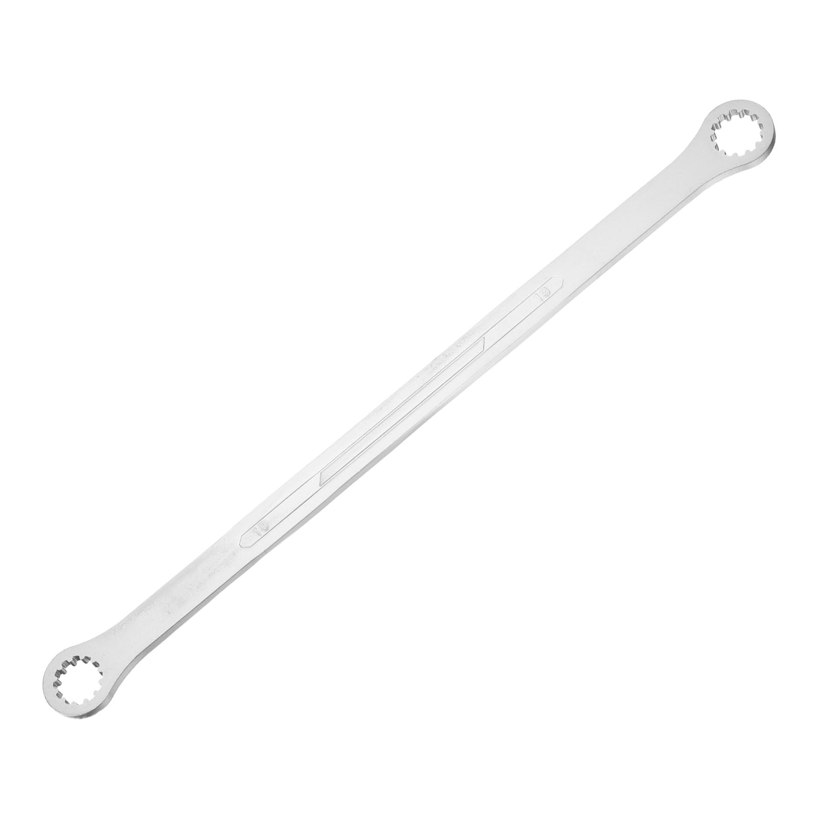 sourcing map Double Head Box End Wrench 18 x 19mm 45# Steel Nickel Plating 0 Degree Offset Extra Long Box End Spanner Hand Tool with 12 Tooth for Automotive Repair Maintenance Mechanical