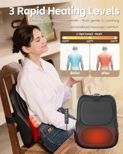 Image of Back Massager With Heat, Pain Relief For Deep Tissue,3D Lower Back Massager | Electric Up&Down Kneading Massage Pillow For Back, Neck, Shoulder, Leg,Birthday Christmas For Women Men Gifts,Home Office Use