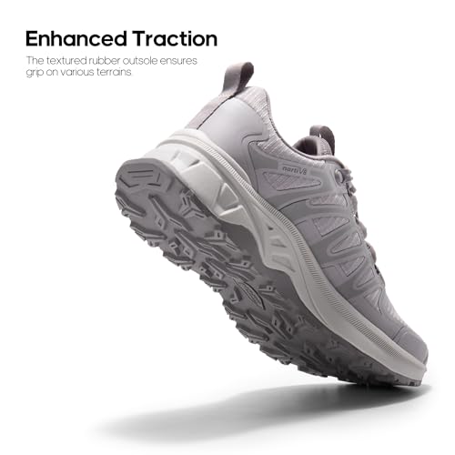 NORTIV 8 Women's Quick Laces Hiking Shoes Lightweight Walking Outdoors Trekking Trails Camping Casual Sneakers,Size 6.5,Light Purple,SNHS242W