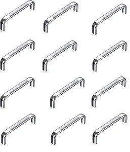 Homeproducts4U Stainless Steel Oval D Door Drawer or Cabinet Handles 8 Inch (Chrome Finish) - Pack of 12