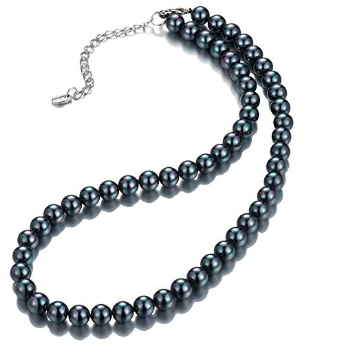Beaded Strand Pearl Choker Necklace - Fashion Jewelry Birthday Gifts For Women Girls (22-8Mm Black) #TOP1