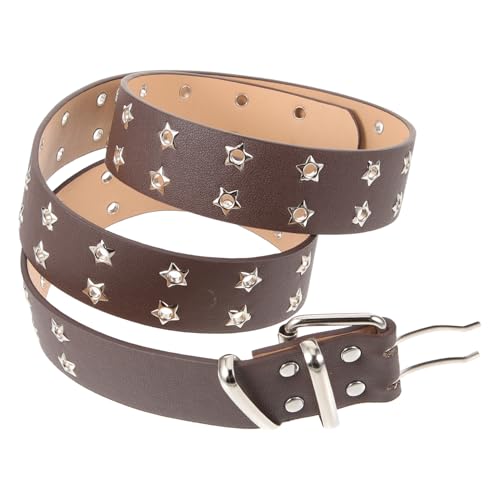 Delicate Pu Waist Belt for Men Retro Punk Style Star Eyelets Fashionable Casual Accessory for Jeans for Parties and Everyday Wear