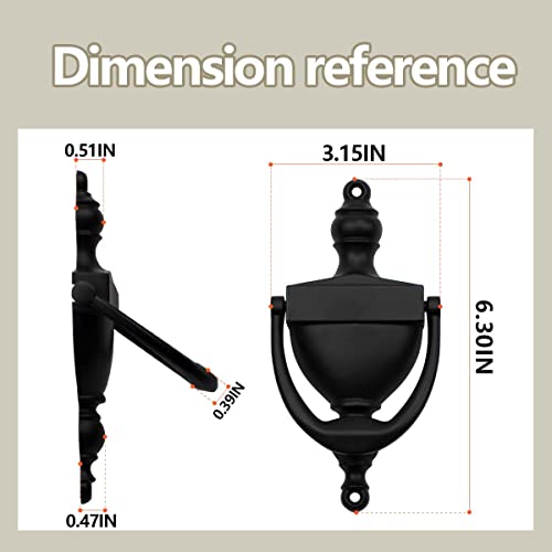 image for SANATO Black Door Knocker Hardware Door Knockers for Front Door, 6.2 i