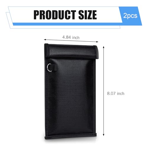 Bawkars 2 PCS Phone Faraday Bags, Key Fob Protector, No Interference Signal Shielding Pouch, Water and Fireproof Faraday Bags for Phones and Car Keys, WiFi/RFID/GPS Signal Jammer (Black)
