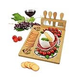 Käsebrett Set mit Käsewerkzeugen – Personalisiert Käsebrett Geschenkset, Herz-Design Bambus Servierplatte für Zuhause, Einweihung, Weihnachten, Hochzeit, Geburtstage, Jubiläum
