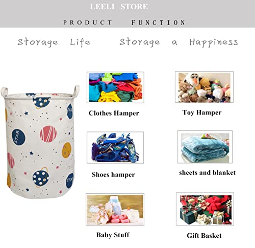 Leeli Laundry Hamper With Handles Collapsible Canvas Laundry Basket,Waterproof Storage Basket Home Organizer For Nursery,Clothes,Toys,Baby Hamper19.7×15.7(Interstellar) #TOP5
