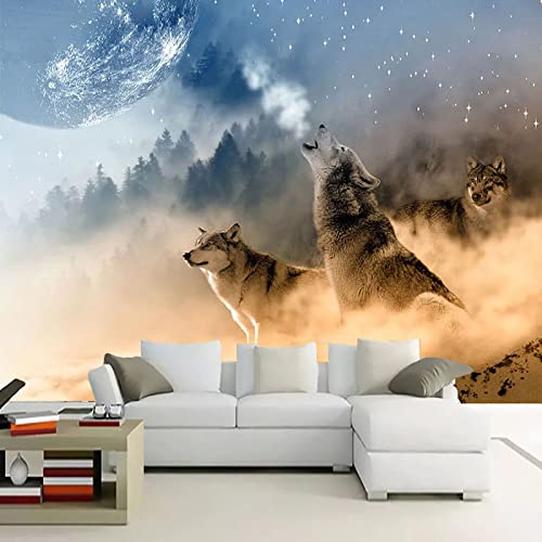 Papier Peint Photo Loup Fumé Mural Maison Chambre 3D Poster Décoration 150x105cm Cover