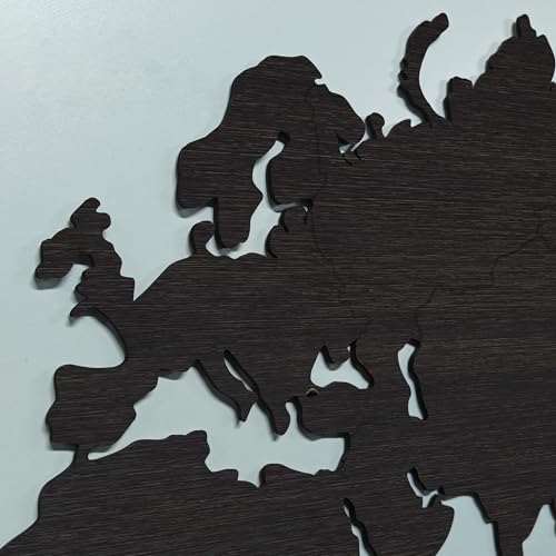 Image of rawpockets - 3D Wooden World Map With Clock Wall Decor | Wall Art, Wall Hangings & Gift | Travel Map | Living Room & Bedroom Wall | Working Space - Black Wood Color - Medium Size (140 X 85 CM)