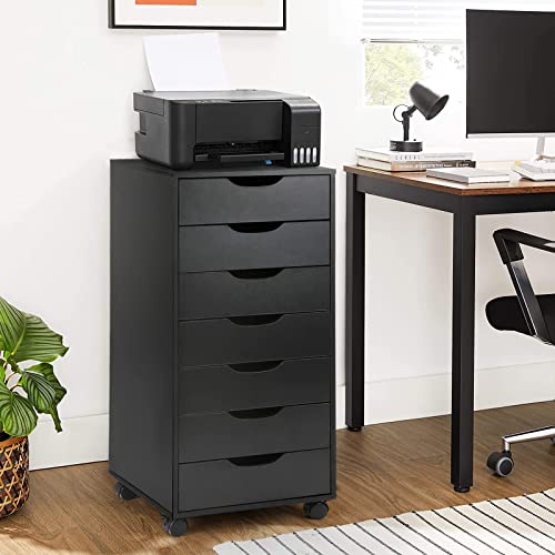 Tusy 7-Drawer Chest, Storage Dresser Cabinet With Wheels, Tall Chest Of Drawers For Closet And Bedroom (Black, 7 Drawer) #TOP1