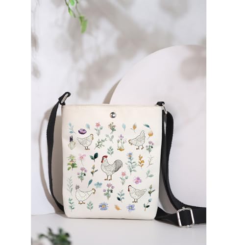 MAOFAED Flower Chicken Crossbody Bag, Floral Chicken Gift, Chicken Lover Gift, Farmerhouse Gift, Farmer Gift3