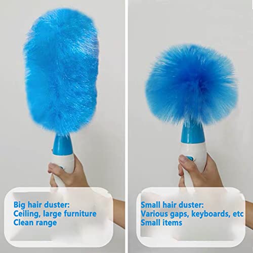 360 Electric Feather Spin Duster Blue Feather Duster Spin Duster Motorized Adjustable Electric Dirt Dust Brush Removing Dust In One Spin Cleaning Accessories Home Office, Battery Type #TOP1
