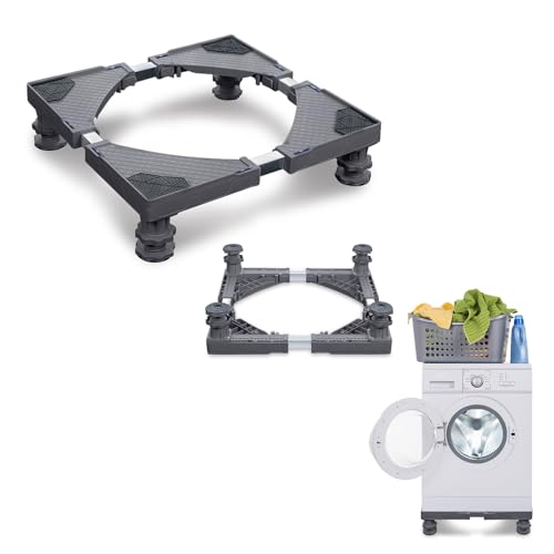 TANYEAR Verstellbare Waschmaschinen Untergestell Sockel mit 4 Räder für Waschmaschine Kühlschrank und Trockner Waschmaschinensockel, Grau(4 Basen)