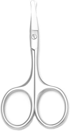 Vista 14 de Tijeras para recortar el vello de la nariz, tijeras de punta redonda de 3.4 pies para recorte de bigote de orejas, cejas, barba, bigote, herramienta