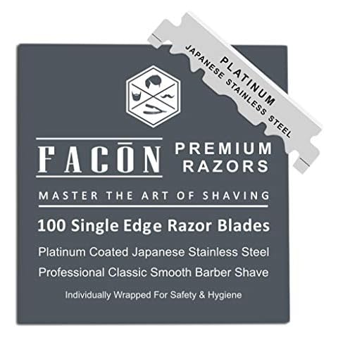 100 Facón Platinum Japanese Stainless Steel Single Edge Razor Blades for Professional Barber Straight Razor - 200+ Shaves Cover