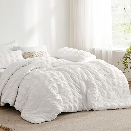 Bedsure Bed In A Bag Full - Full Size Comforter Set 7 Pieces Stripes Seersucker Bedding Set, Soft Lightweight Down Alternative Comforter, Full Bed Set (Cream, Full 86 X 82 Inch) #TOP30