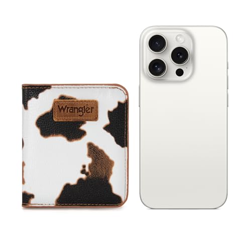 Image of Montana West X Wrangler Small Brown Cow Print Wallets for Women Slim Thin Wallet Card Cases Money Organizer Thin Mini Pocket Wallet with Rfid Lining and A Coin Purse
