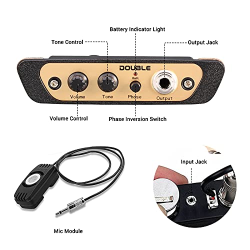 Micro Cajon Box Drum Preamp Pickup HUIOP DOUBLE CJ01L avec Jack 1/4