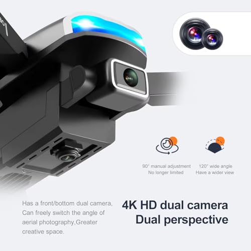 Image of Heattack Olly'S-Drone-With-4K-Camera-Wifi-FPV-1080P-HD-Dual-Foldable-RC-Drone-Altitude-Hold-Headless-Mode-Visual-Positioning-Auto-Return-App-Control-Multicolor-4 (DN6)