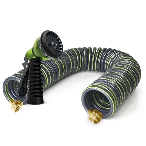 Image of Coil Hose 25FT EVA Coil Garden Hose With 3 /4'' Brass Connector