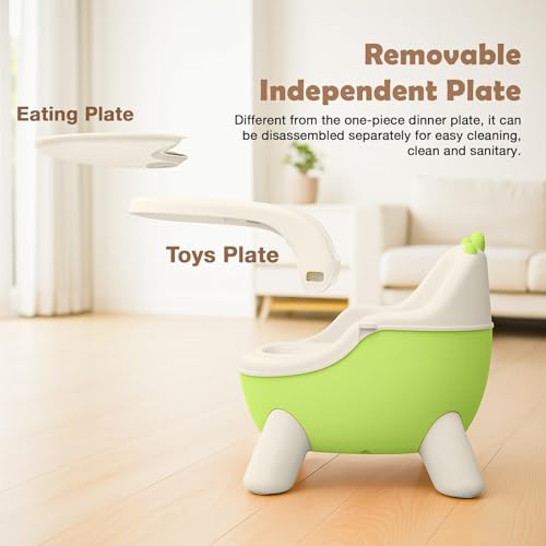 Image of Baybee Booster Chair for Baby with Removable Dining Tray & Cushion | Stable & Sturdy Booster Chair for Feeding, Dining & Playtime | Portable Toddler Booster Seat for Home & Travel (Green)