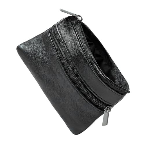 SGERUFZ Echt Leder Auto-Schlüssel Herren Schlüsseletui Damen Keyring Kartenfach Geldfach Hochwertig Design Schlüsselanhänger Mäppchen (Schwarz)