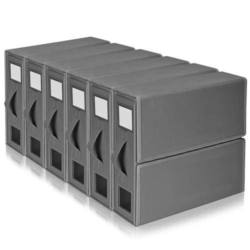 Boic 6 Stück Aufbewahrung Bettwäsche Organizer, Bettwäsche Aufbewahrungbox, Linen Bed Sheet Organiser Box Schubladen Aufbewahrungsbox Mit Etikett Für Bettwasche, Decken, Kleidung, Linen (Grau)