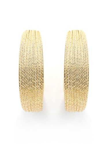 Image of Bohey by KARATCART Gold-Toned Classic Half Hoop Earrings for Women