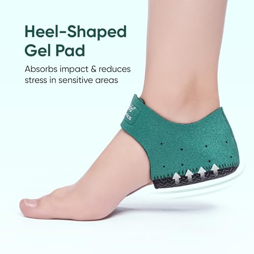 Image of Frido Orthotics Heel Protector for Heel Pain Relief | Gel Heel Pad with Velcro Strap | Anti-Slip Heel Cup Cushion for Men & Women | Plantar Fasciitis, Heel Spurs, Shoe Bite Support | Green | Size - L