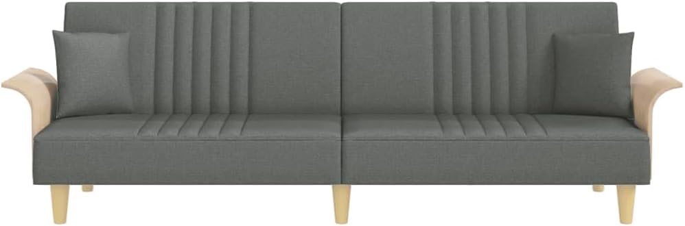 Sofa Bed Dark Grey Fabric (100% Polyester) Living Room Furniture