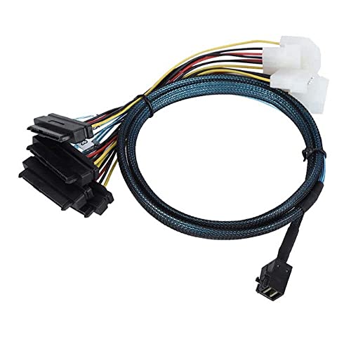 Câble Mini SAS HD SFF-8643 vers 4 SAS SFF-8482 avec alimentation pour serveur 0.5m