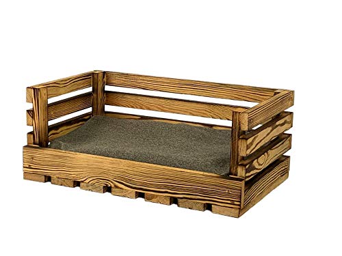 Lycce Haustiersofa für kleine Hunde und Katzen Holz geflammt 50cm x 30cm x 20cm