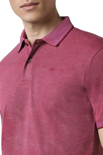 Image of Peter England Men's Premium Branded Regular Fit Half Sleeve Polo T-Shirt | Cotton Rich | Birds Eye Interlock Weave| No Pocket