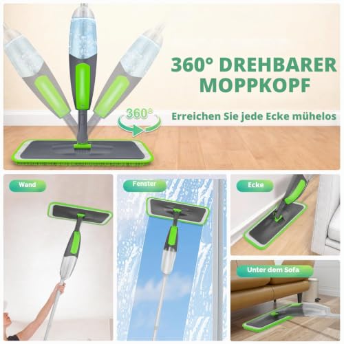 ILAVCOOL Sprühwischer Bodenwischer Wischer mit Sprühfunktion, Wischmopp für Bodenreinigung...