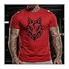 GYMTIER Untamed Wolf Red Eyes Men's Gym T-Shirt Bodybuilding Training Workout Lifting Top Clothing, Red, XXL #1