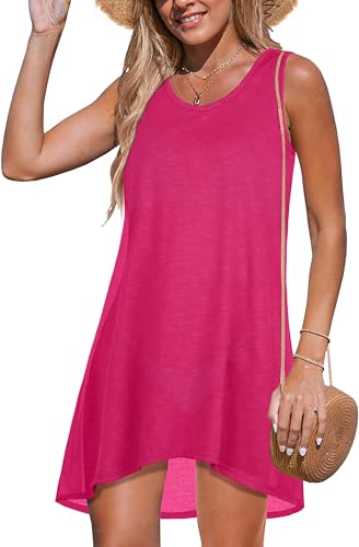 Image of elescat Womens Swimsuit Cover Up Summer Sleeveless T Shirt Beach Dress Tank Bikini Coverups 2026