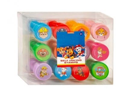 cavernedesjouets Kit 12 tampons auto encreurs enfant dont chase, marcus, stella - pour pat patrouille loisirs creatifs - set timbres + carte animal
