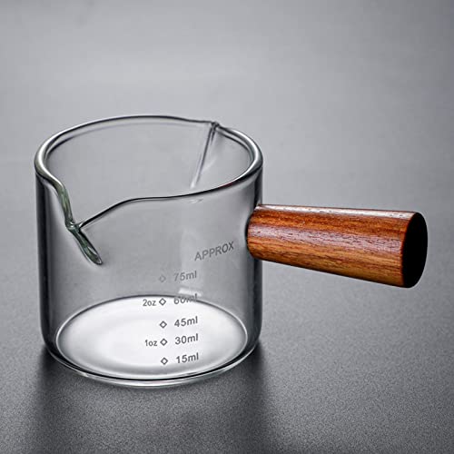 belupai Copo de dose expresso de bico duplo com cabo de madeira, 4 copos medidores, copo de leite tr