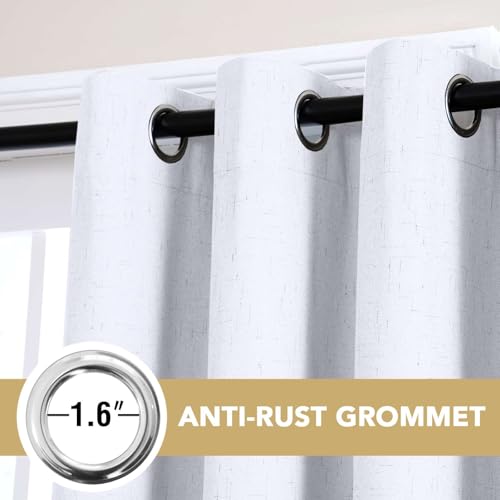 Image of H.VERSAILTEX 100% Blackout Curtains for Bedroom 108 Inches Long Grommet Linen Face Full Light Blocking Curtain Drapes for Living Room Thermal Insulated Linen Look Curtains 2 Panels Set, Bright White