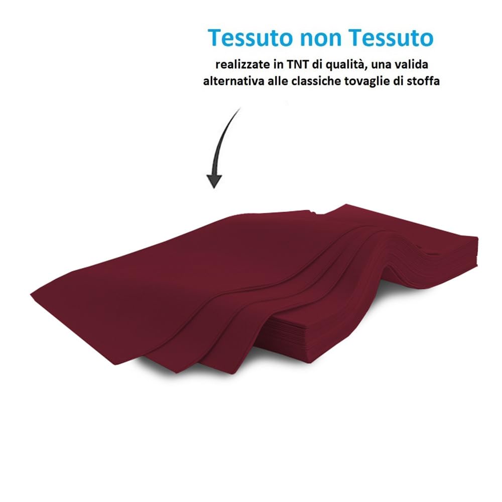 100 Tovaglie in TNT, misura 100x100 cm, Tovagliette coprimacchia Tessuto Non Tessuto Colore Bordeaux