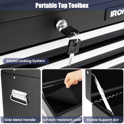 ERGOMASTER Rolling Tool Chest and Cabinet with 6-Drawers - Includes 4-Drawers Removable Top Box, 2-Drawer Capacity Tool Storage, Wheels and Locking System for Convenient and Safe Tool Storage-Black