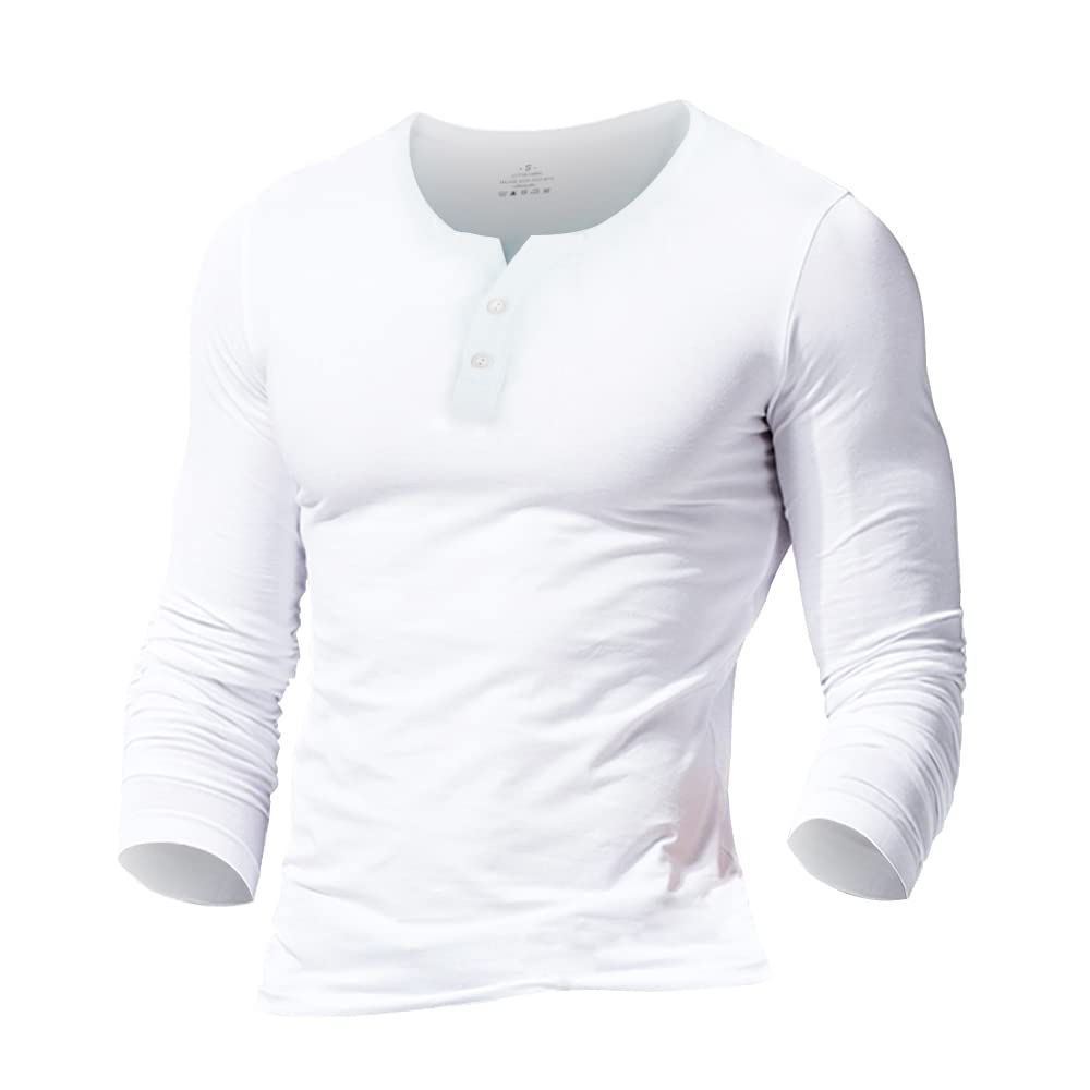 Muscle Alive Hombres Casual Manga Corta Camiseta Soltero Botón Abertura Llano v Cuello Camisas Algodón