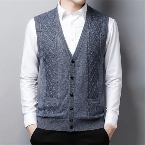 Men's Knitted Sweater Vest Fall Winter Casual V-Neck Button Front Cardigan Waistcoat for Layering 5