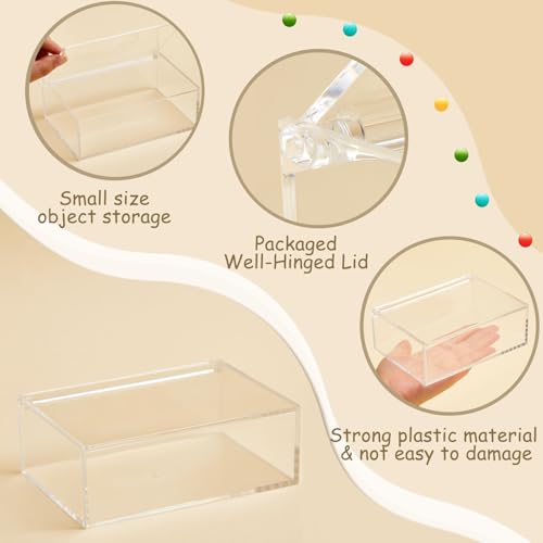 Image of Juexica 12 Pcs Clear Acrylic Boxes with Lid,Flip Style,5.5 x 3.94 x 1.97 | Clear Plastic Boxes with Lids for Organizing and Displaying Jewelry, Candy, Crystals, Crafts, Party Favors and Collectibles
